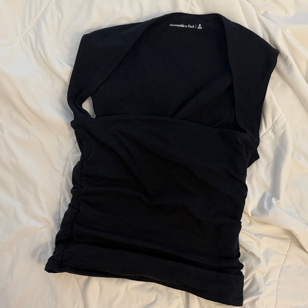 Abercrombie & Fitch Black Ruched Wrap Tank Top